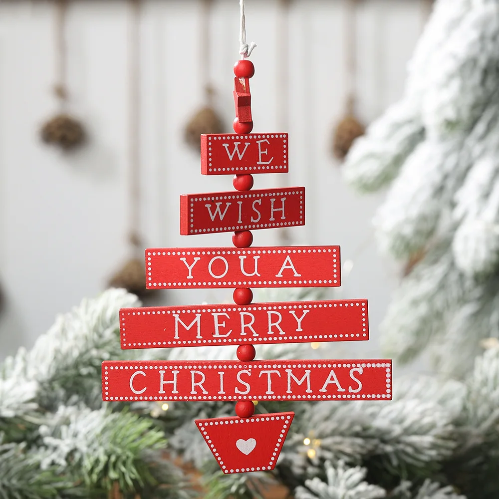 Санта-Клаус, олень, новогодняя натуральная Деревянная Рождественская елка, украшения, Подвесные Подарки, Рождественский Декор для дома, вечерние украшения - Цвет: Pinkish Grey