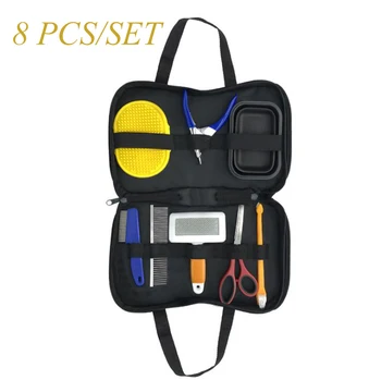 

8 Pcs/Set Pet Grooming Tool Dog Travel Set Plastic/Metal/TPR Pet Comb Brush Set Dog Comb Nail Clipper Folding Dog Bowl
