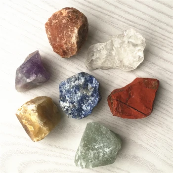 

NEW 7 Chakra Raw Rough Stone Healing Crystals Natural Stone Set for Cabbing Tumbling,Reiki Energy,Set of 7 Chakra Stones