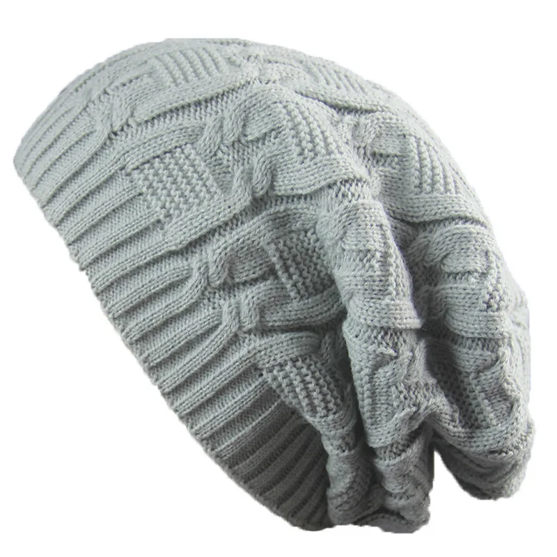 GKGJ зимние шапки для женщин slouky Beanie cap вязаные мягкие уютные Кабельные шапки зимние женские s шапки аксессуары - Цвет: light gray