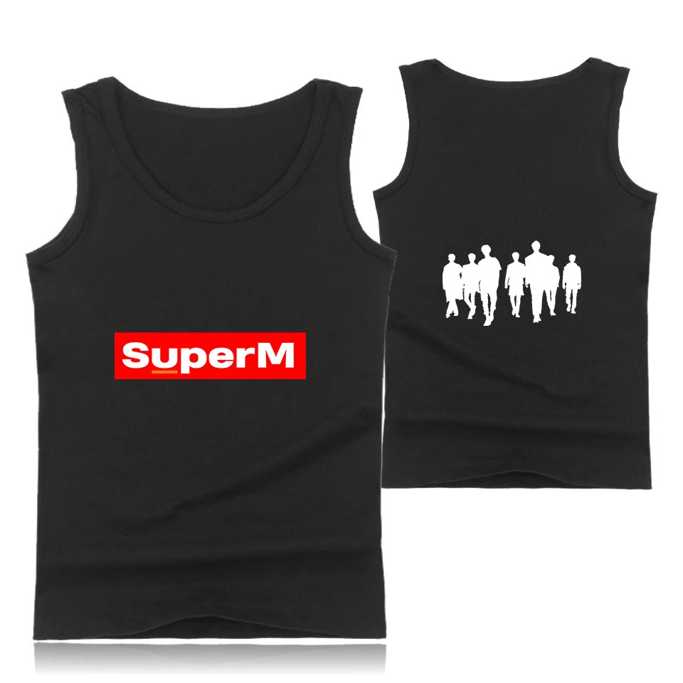 SuperM fashion Cool Hipster casual comfortable Popular Summer SuperM O-neck Summer Sleeveless Men/Women Streetwear