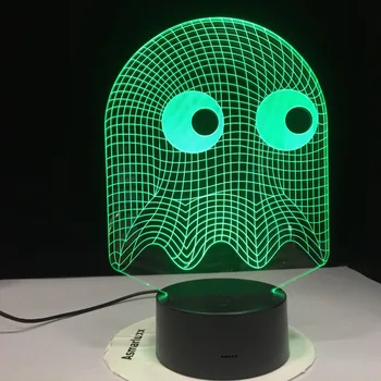 

Cartoon 3D Led Night Arcade Game Pac Man Blinky Ghost Desk Lamp 7 Colors Changing Novelty Lighting Child Halloween Gift 1428
