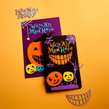 

YaMinSanNiO Were All Mad Here Letter Metal Cutting Dies Halloween Word Scrapbooking Decorative Embossing DIY Crafts Stencils New