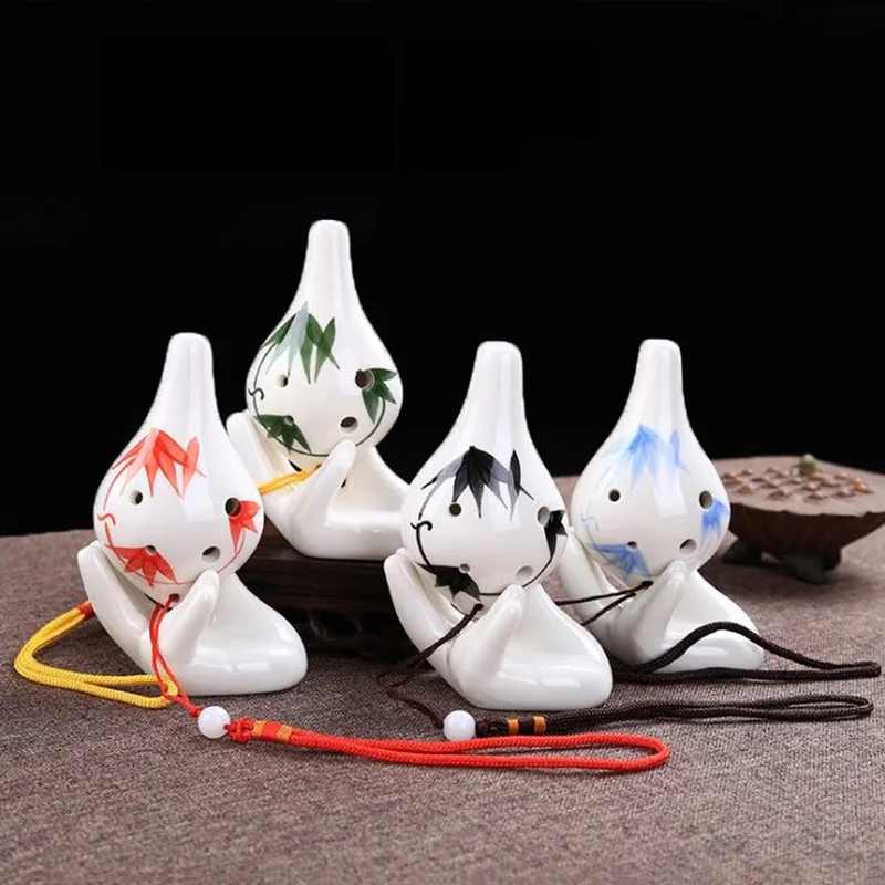 Ocarina 6 отверстий керамический окарина бамбуковые листья узор AC ключ Музыкальный инструмент для начинающих обучения JT-Прямая поставка