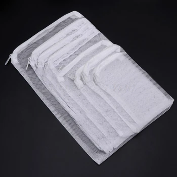 

50PCS Polyester Filter Mesh Net Bag Aquarium Fish Tank Pond Media Liquid Polyester Mesh Filter Bags With Zip Zipper White