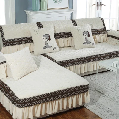 Skirt 01 Кожаный чехол для дивана плюшевый нескользящий европейский угловой чехол для дивана теплая подушка полотенце - Цвет: Skirt 01