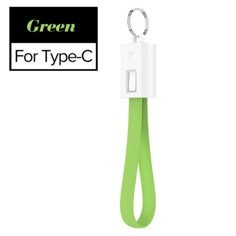 Green for Type-c Мини брелок USB кабель зарядное устройство кабель для huawei samsung Xiaomi Портативный 2A Быстрая зарядка usb type-C USB-C кабель Micro USB кабель - Цвет: Green for Type-c