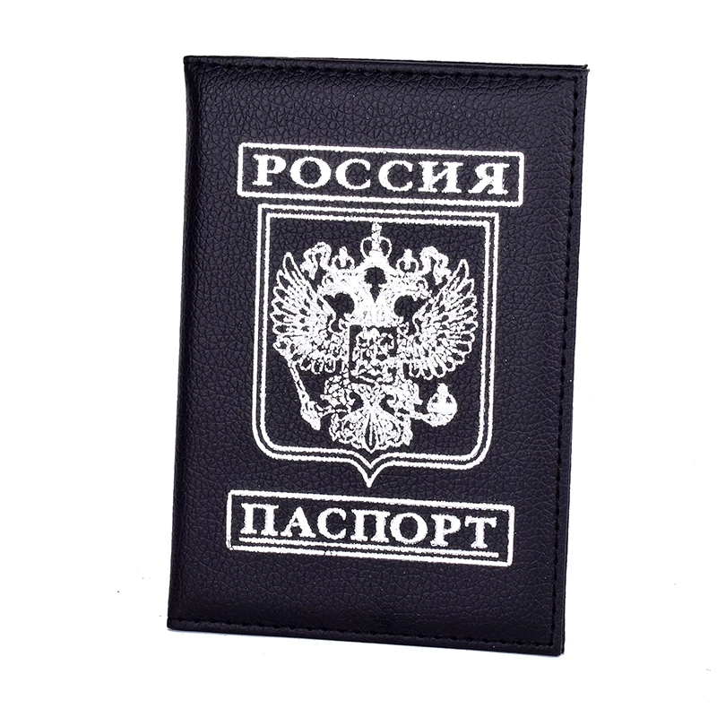 Дорожная Обложка для паспорта, Кожаный Модный чехол для паспорта России, кошелек для мужчин и женщин - Цвет: Black