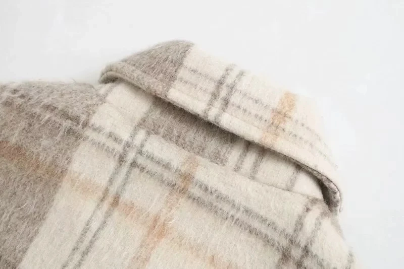 Withered winter Woollen cloth jacket women england vintage plaid oversize botfriend jacket casaco feminino jaqueta feminina tops