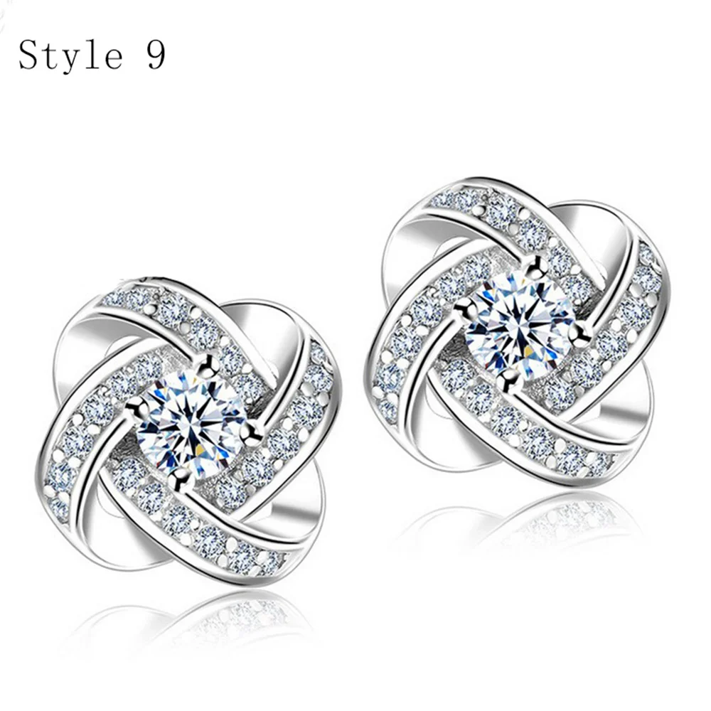 925 Sterling Silver Earrings Stud for Women Solid Silver Jewelry Earrings Bling CZ Zircon Stone Stud Brincos Bridal Wedding