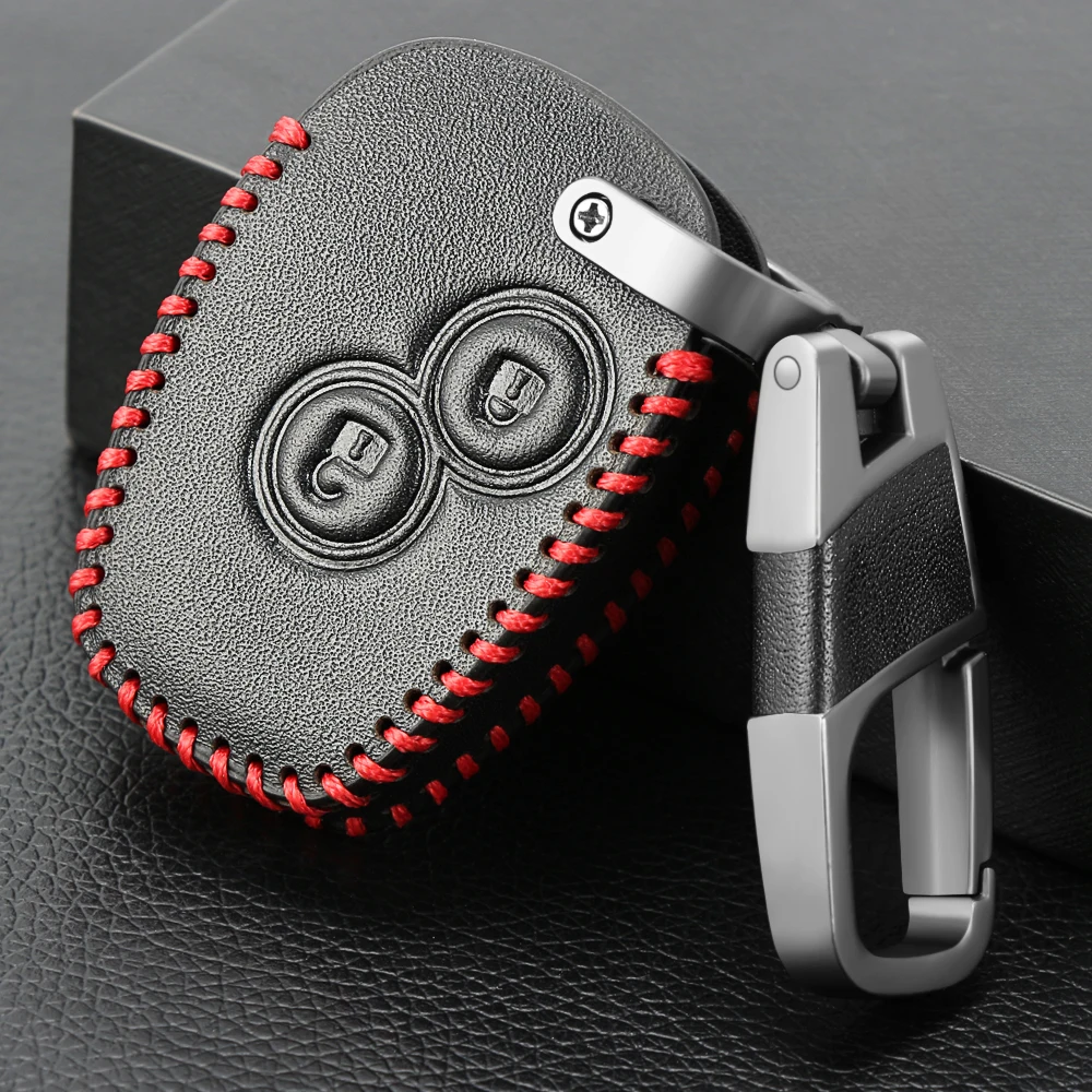 Genuine Leather Car Key Cover Case 2 Buttons for Renault Clio Scenic Megane Duster Sandero Captur Twingo Modus Remote | Автомобили и