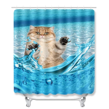 

Decor Bathroom Curtain Cartoon Cute Cat Shower curtains With Hooks Home Decorative Bath Curtain Waterproof Bathroom Curtains