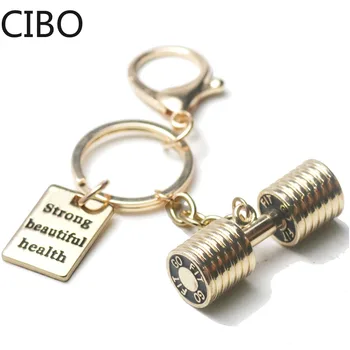 

2019 New Barbell dumbbell fitness jewelery Key Chain car Keychain KeyRings Men Women Keychains sports jewelry