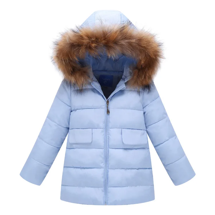 Новые стили зимняя куртка дети девочки зимняя куртка мода верхняя одежда полька зимнее пальто для девочек и мальчиков - Color: Light blue