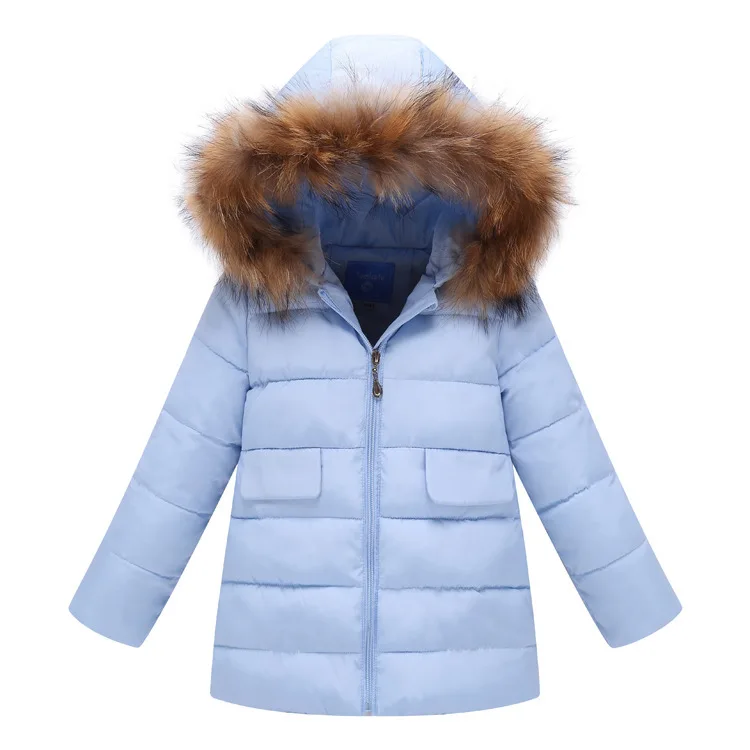 Light blue Новые стили зимняя куртка дети девочки зимняя куртка мода верхняя одежда полька зимнее пальто для девочек и мальчиков - Color: Light blue