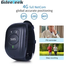 Bracelet de suivi GPS 4G pour bouton SOS, avec alarme d'urgence, suivi GPS, moniteur de fréquence cardiaque et de pression artérielle, RF V48 