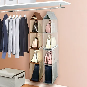 

Home Foldable Hanging Bag Multi-layer Folding Shelf Bag Handbag Organizer Door Sundries BagsPocket Hanger Storage Closet Hanger