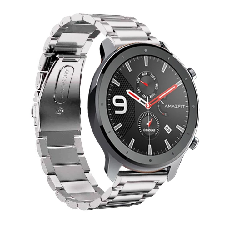 Silver Metal 22mm Metal Bracelet For Amazfit GTR Strap For Huami Amazfit gtr Stratos Smart Watch Band Watchband strap - Цвет: Silver Metal