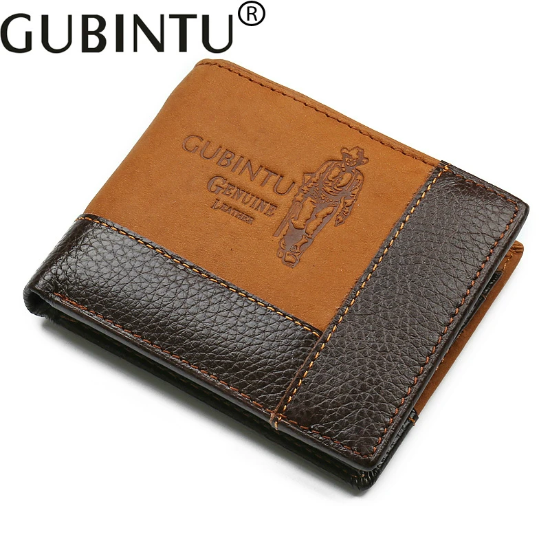 

GUBINTU Leather Men's Wallet Short Wallet High Quality Dollar Wallet Personality Splice Wallet Splicing Wallet Free Shipping