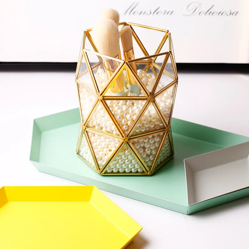 Поднос для хранения из скандинавского стекла Золотая винтажная тарелка