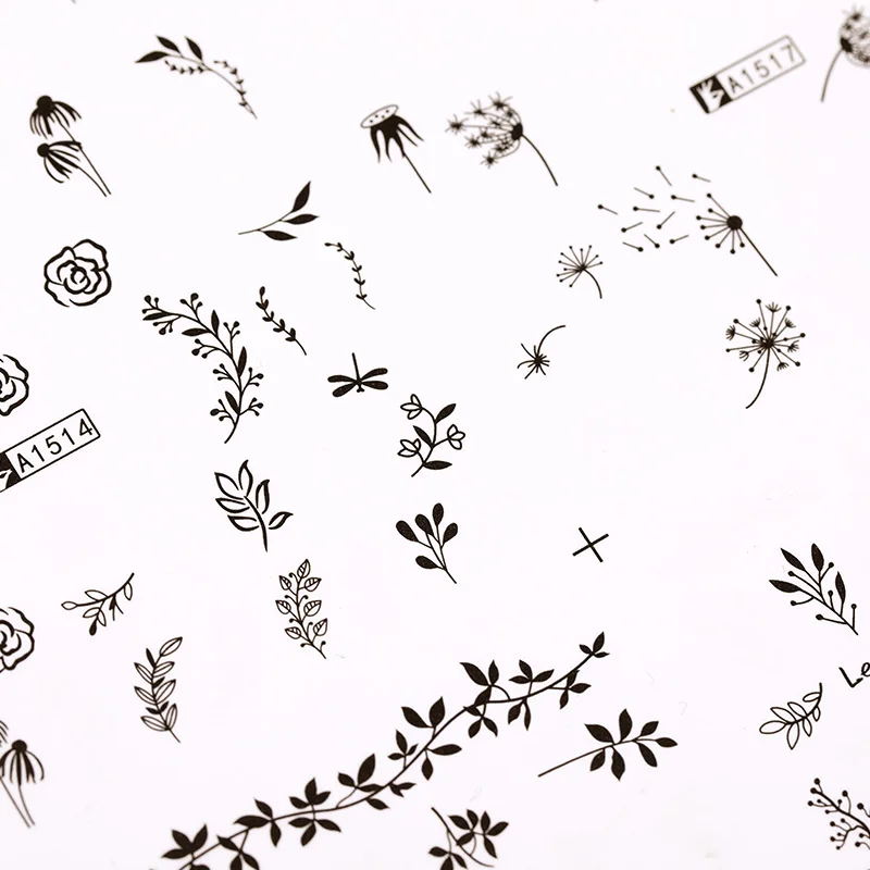 1 лист стикеров для дизайна ногтей цветочные узоры водные переводные наклейки