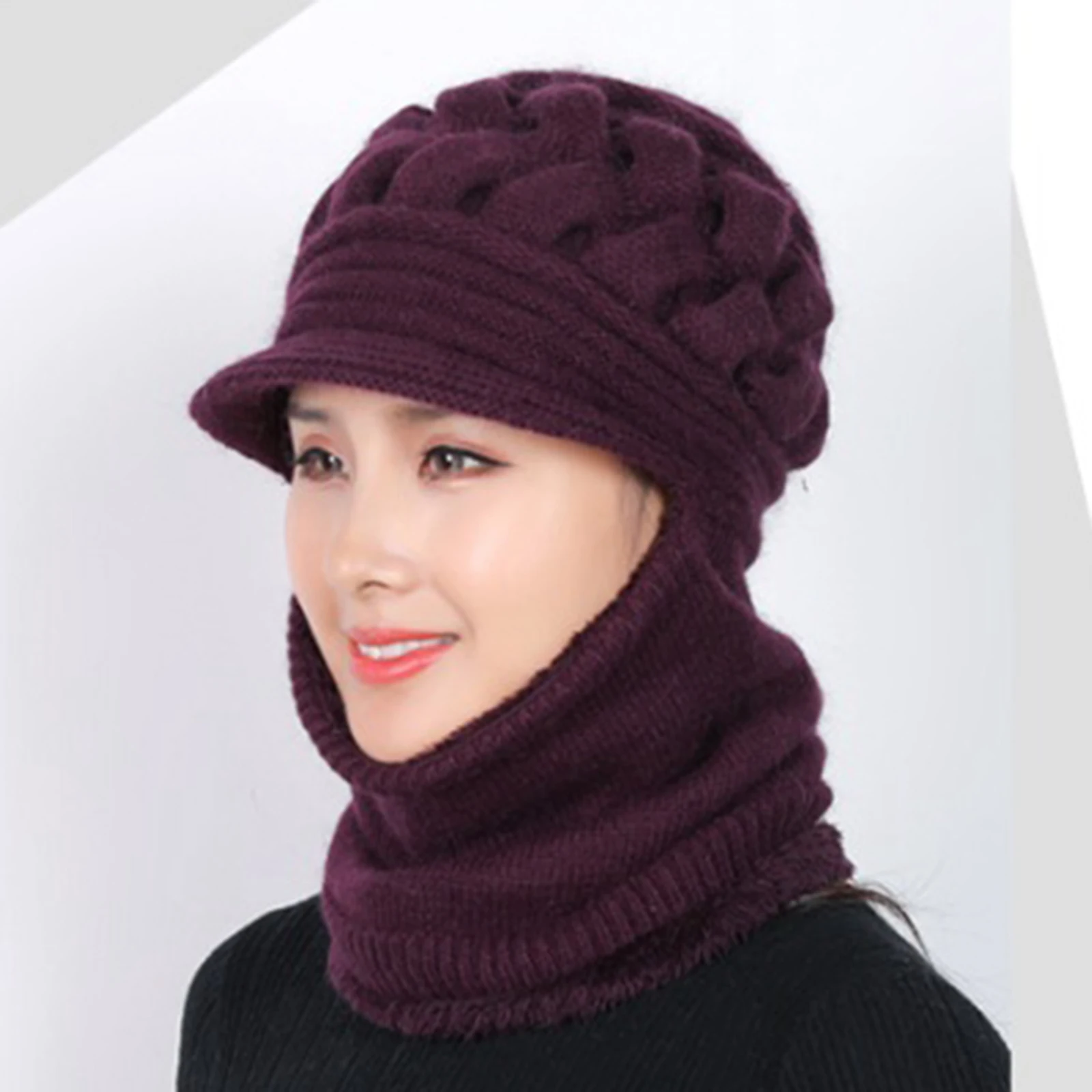 Womens Beanie Winter Hat Scarf Set Slouchy Warm Snow Knit Skull Cap Outdoor Hat, Warm & Comfortable