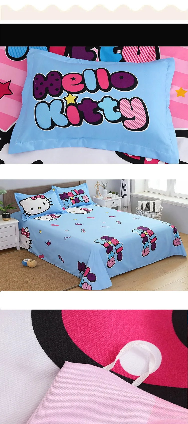 Утепленное постельное белье Hello KT Cat, Мультяшные Детские простыни, пододеяльник, 4 шт., шерстяное одеяло, 3 шт., всесезонное, универсальное