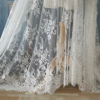 

Off white, black color in stock chantilly French lace fabric, wedding lace for gowns, wedding veils, Good quality 2020 NEW