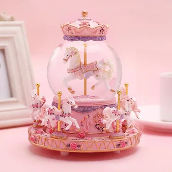 

Music Box Birthday Gift For Girlfriend Merry-go-round Queen Caskets Wooden Musical Boxes Game Of Thrones Room Decoration ZZY042