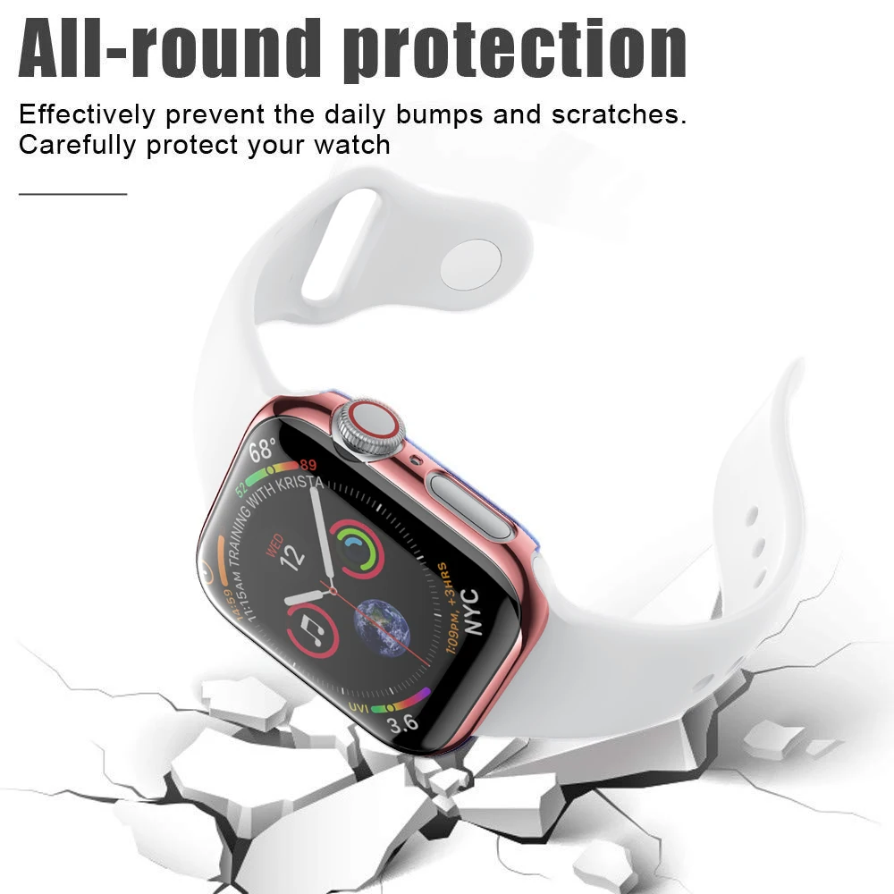 Чехол для apple watch 5 4 band 44 мм 40 мм apple watch cover iwatch band 42 мм 40 мм Силиконовая защита для экрана чехол мягкий все вокруг 3