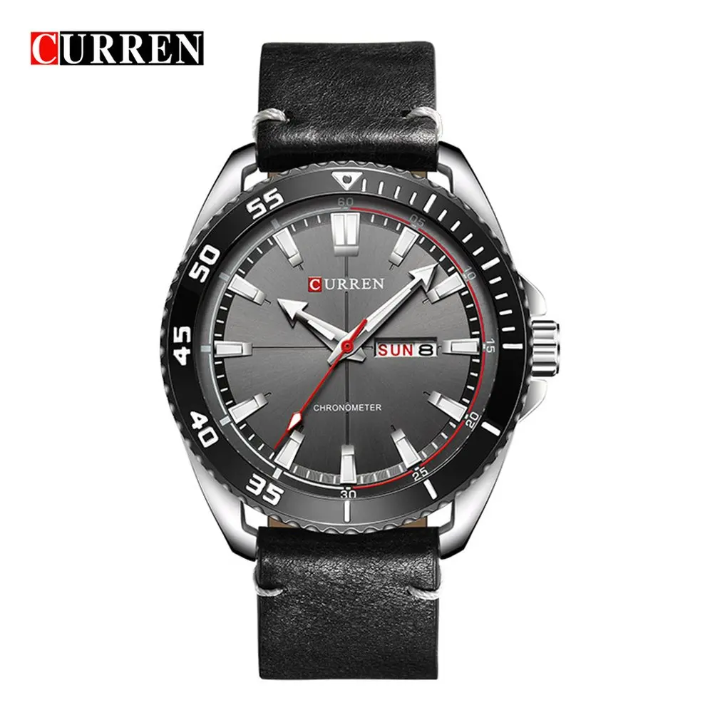 Carrian 8272 мужские часы водонепроницаемые часы с двойным календарем деловые повседневные часы с ремешком кварцевые часы - Цвет: Черный