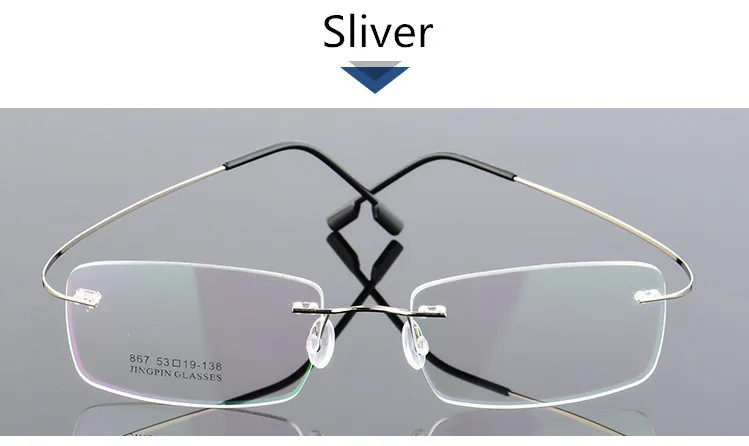 C3 Sliver Новые розничные 4 цвета легкие ультралегкие очки без оправы памяти титановые очки рецептурные оптические оправы - Цвет оправы: C3 Sliver