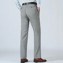 Осень мужские облегающие брюки с плоской передней частью Формальные Свадебные деловые прямые мужские брюки светло-серые тонкие офисные брюки