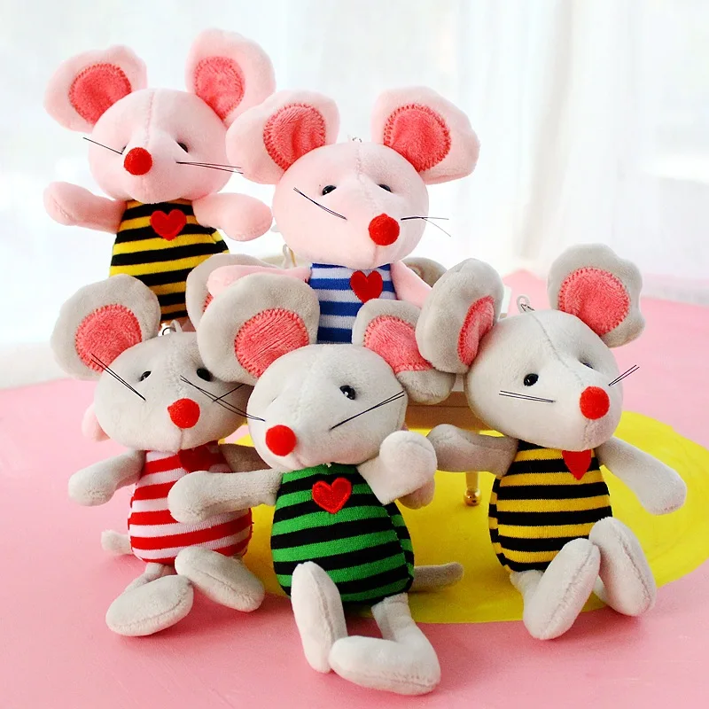 

17cm 2020 Rat Year Mascot Cute Striped Clothes Mouse Doll Soft Plush Stuffed Pendant Toys for Children Party Holiday Decor Gifts