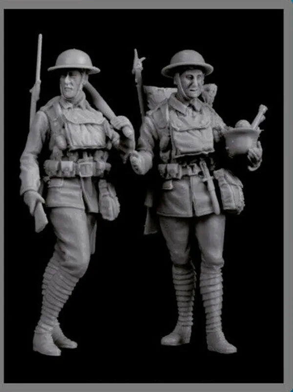 Разобранный 1/35 древний Британский набор WWI(2 фигурки) каучуковая фигурка Неокрашенная модель комплект