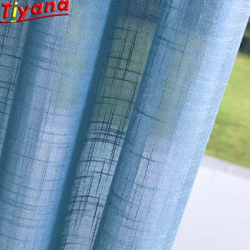 

Modern Solid Blue/Beige/Green Tulle Sheer Curtains for Living Room Kitchen Door Curtain Bay Window HM062#40
