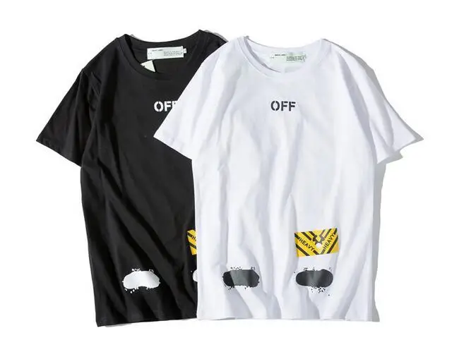 Новинка Off-White OW косая полоска унисекс пара влюбленных моделей хлопок Мода Круглый вырез короткий рукав Футболка
