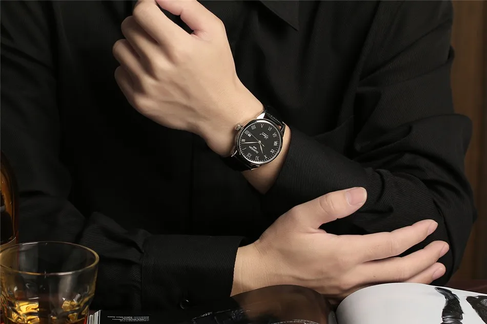 GUANQIN Relogio Masculino Механические автоматические мужские наручные часы бизнес Топ бренд класса люкс кожаные мужские наручные часы