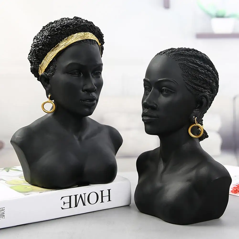 Fine workmanship excellent african resin bust statue sturdy resin figurine corrosion resistant for living room