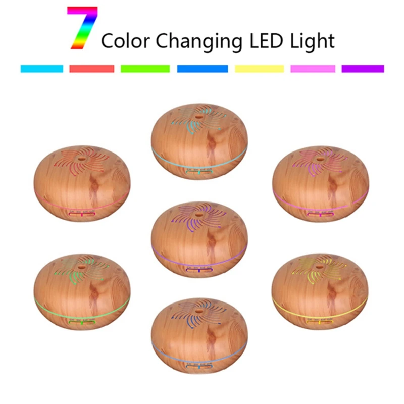 550Ml Remote Ultrasonic Humidifier With 7 Color Led Lights Electric Aromatherapy Essential Oil Aroma Diffuser With Us Plug
