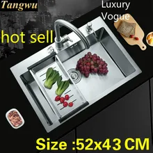 Стандартная кухонная ручная раковина одинарная мойка, прочная 304 нержавеющая сталь, Горячая 520x430 мм