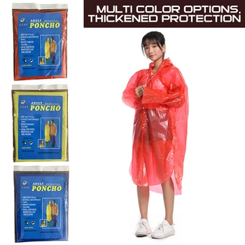 

Rain Ponchos Disposable Raincoats with Drawstring Hood Emergency Poncho for Outdoor, 56-inch
