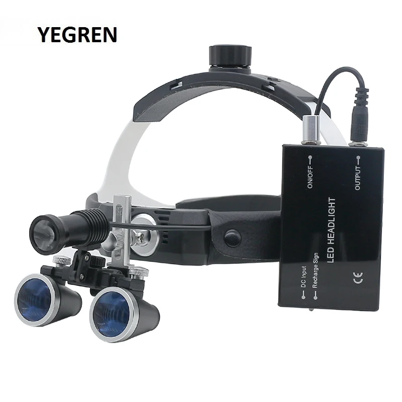 Illuminated Helmet Dental Loupes with LED Headlight Binocular Magnifier f/ Medical Surgical Cosmetic Plastic Surgery