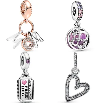 

Sparkling Freehand Heart Love Coupon Mum Letters Infinity Hearts & Stars Charm Fit Bracelet 925 Sterling Silver Beads