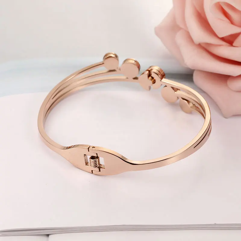 OUFEI Rose Gold Elegant Bracelet Femme Stainless Steel Jewelry Woman Charms Cuff Bracelets Bangles For Women Free Shipping