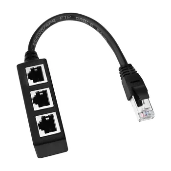 

#20 RJ45 1 To 3 Ethernet LAN Network Cable Splitter 3 Way Extender Adapter Secure connection Connector Computer Cables