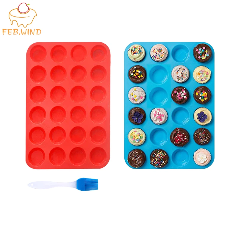 24/30 Cups Silicone Mini Muffin Tray Heat Resistance Mini Cupcake Pan For  Baking Non Stick Small Muffin/Cupcake Form 098 - AliExpress