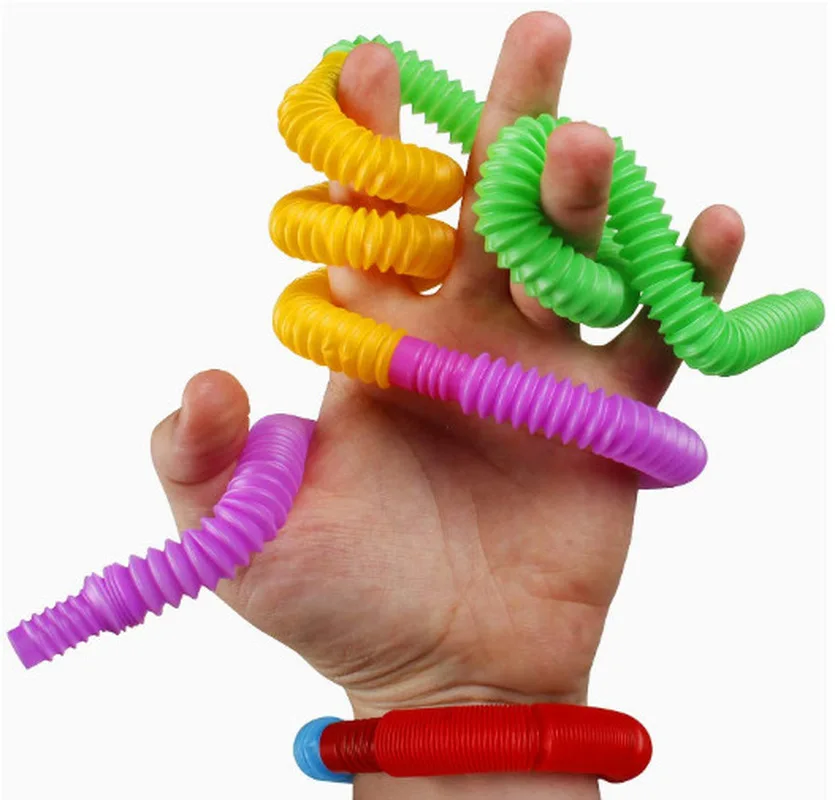 5pcs Colorful Plastic Pop Tube Coil Children'S Creative Magical Toy Circle Funny Toys Early Development Educational Folding Toy