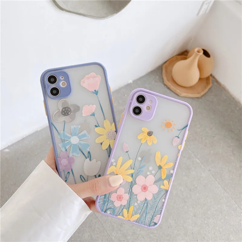 Милый Рельефный цветочный чехол для телефона iphone SE 2020 7 8 Plus 12 11 Pro Max X XR XS цветной
