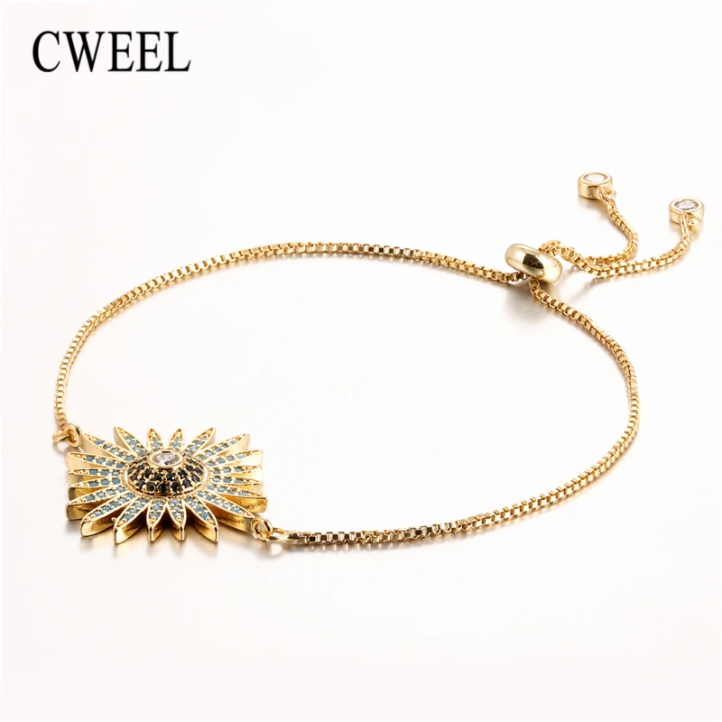 CWEEL, браслет-цепочка, золотой цвет, бусины, звезды, кристалл, очаровательный браслет для женщин, змейка, звено, цепочка, браслет, ювелирное изделие, подарок